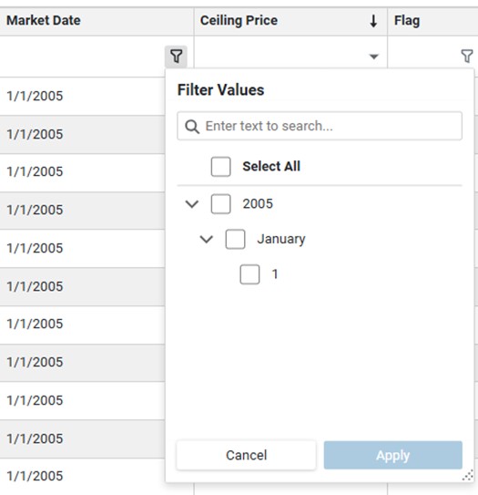 filtering date columns filtering date columns